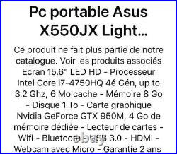 ASUS X550JX Light Gaming i7 12GO de RAM GTX 950M (4 GO Dédié) SSD 256GO
