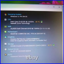 Asus F751 VivoBook ICECOOL 17 pouces HDPLUS SSD Windows 11 PRO 16Go RAM NEUF