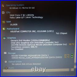 Asus R520 VivoBook PREMIUM 15 pouces FULLHD l Windows 11 SSD i7 l CONTACT VAC