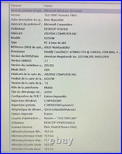 Asus Rog Gamer i7/ RAM 16Go/ 1To+128 Go SSD/ GTX/ 15,6 (facture+garantie)