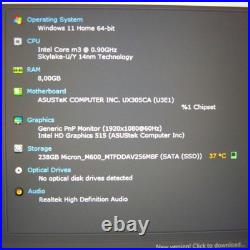 Asus UX305 ZenBook METALL UltraBook l 13 pouces FULLHD Windows 11 SSD 8Go