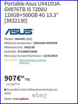 PC Portable Asus UX410UA-GV076TB i5 7200U 256GB+500GB 12G 13.3