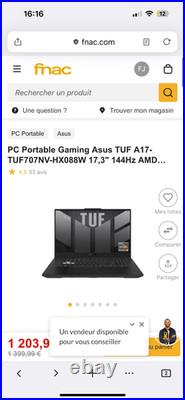 PC Portable Gaming Asus TUF A17-TUF707NV-HX088W